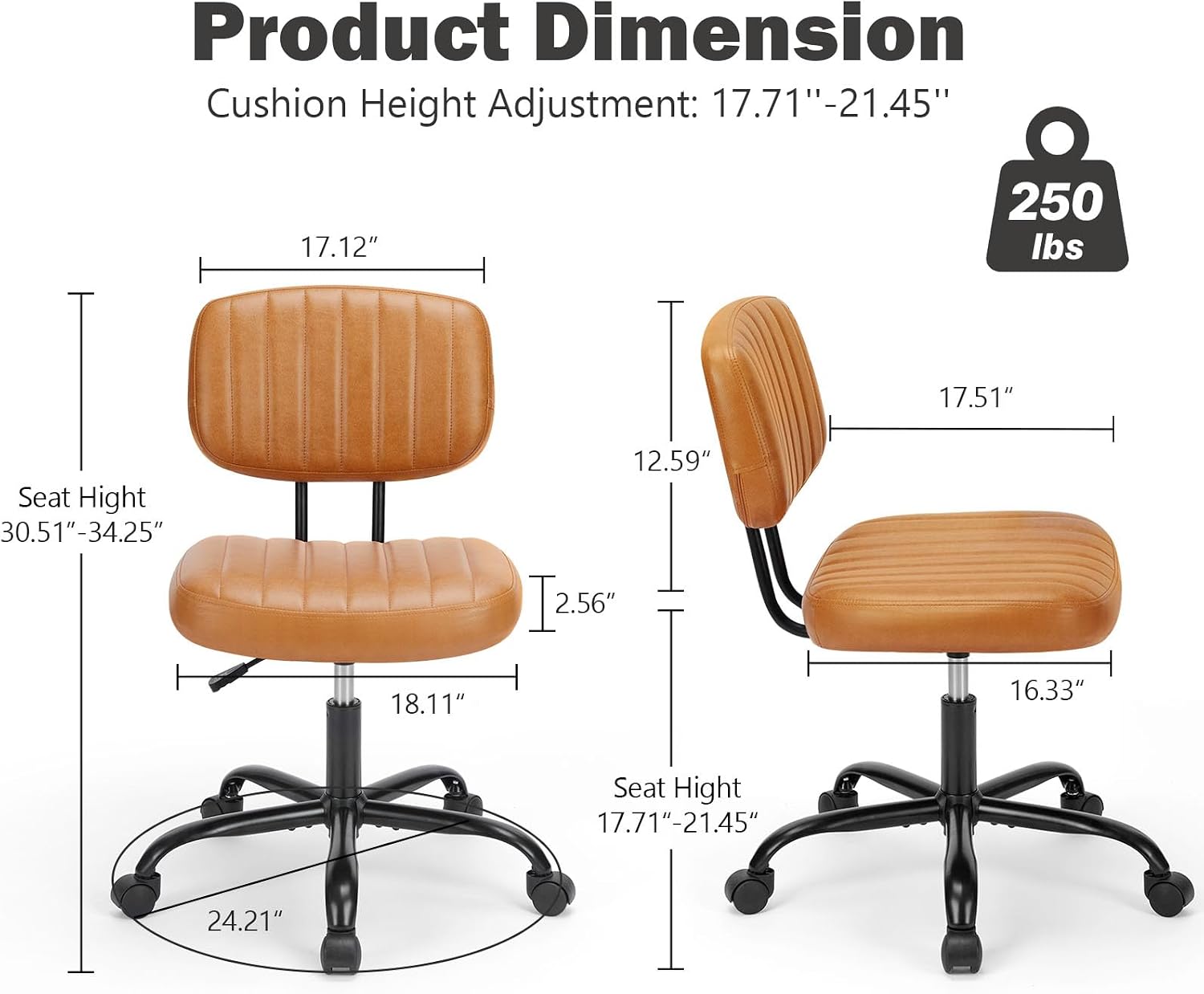 Detalle 2 de DUMOS Armless Desk Chair, PU Leather