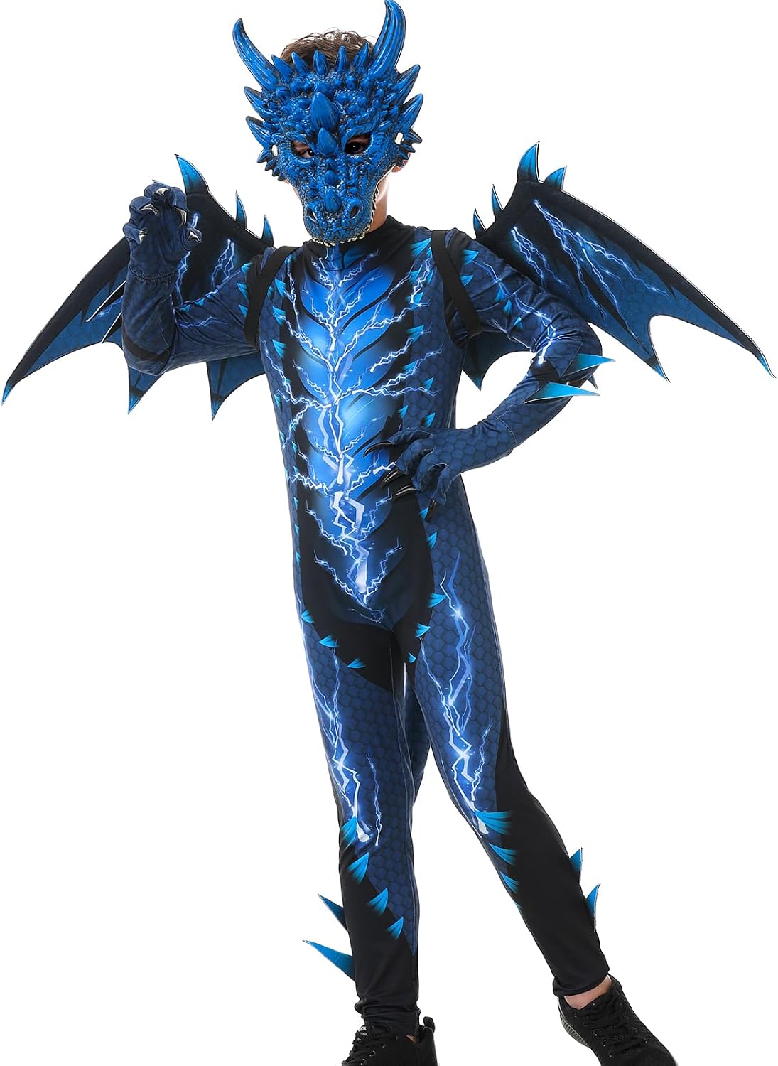 Detalle 2 de aicoaub Kids Dragon Costume with Lightning Wings, Mask and Detachable Tail