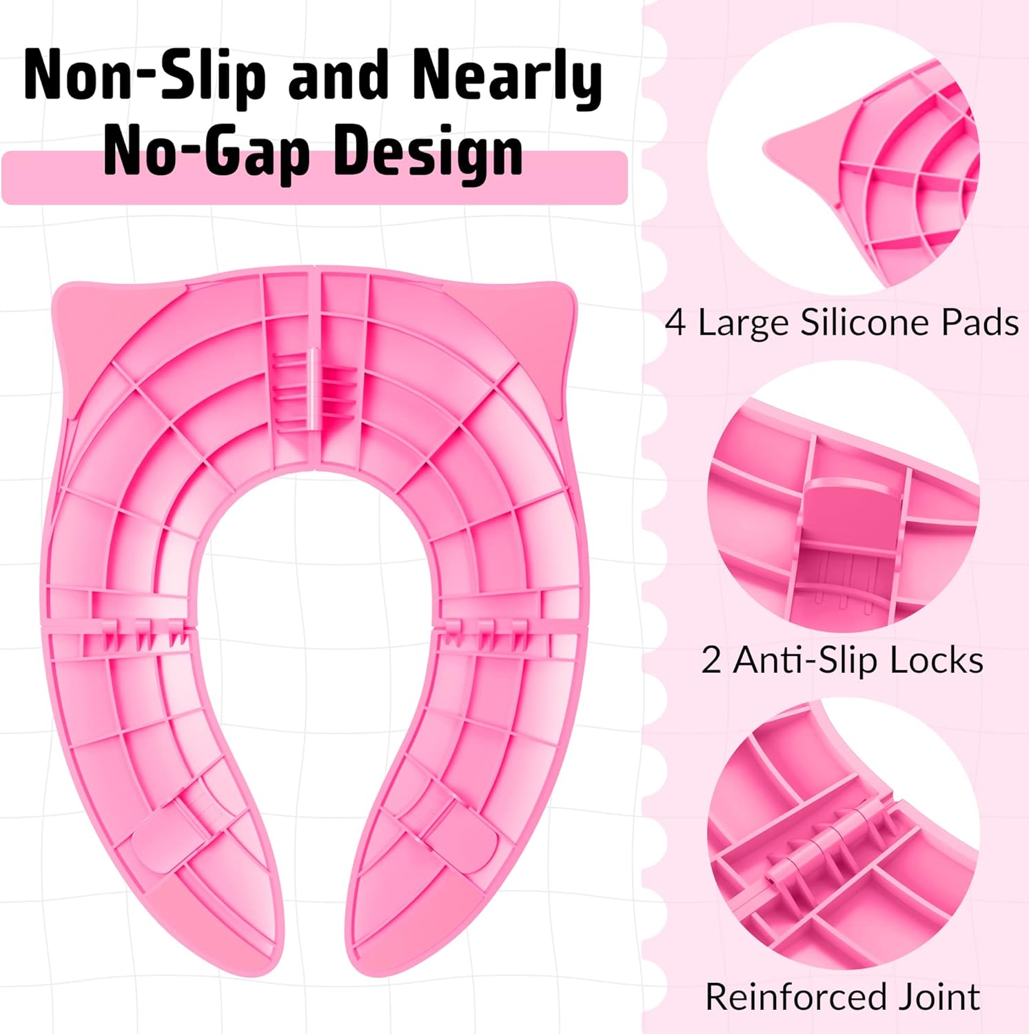 Thumbnail 2 de Maliton Potty Training Toilet Seat for Baby Girls (Foldable Travel Seat with Splash Guard) - Pink Owl