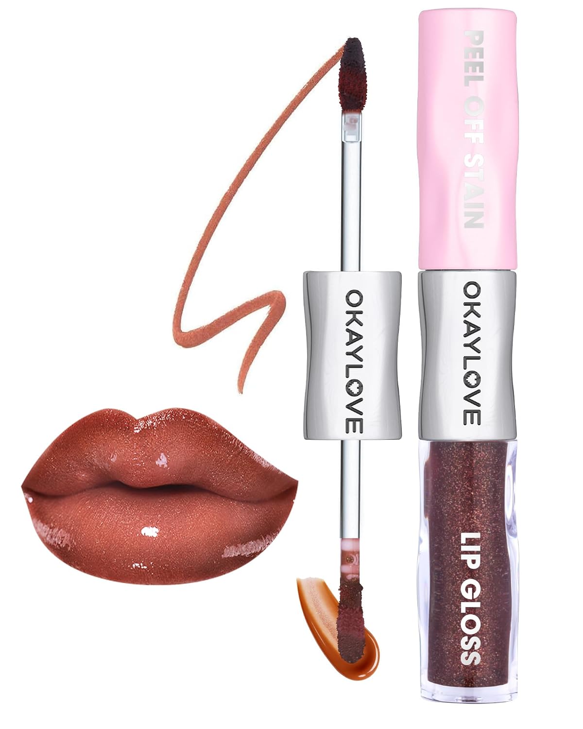 Detalle 2 de OKAYLOVE Lip Stain and Shimmer Gloss Set, Cherry Cola