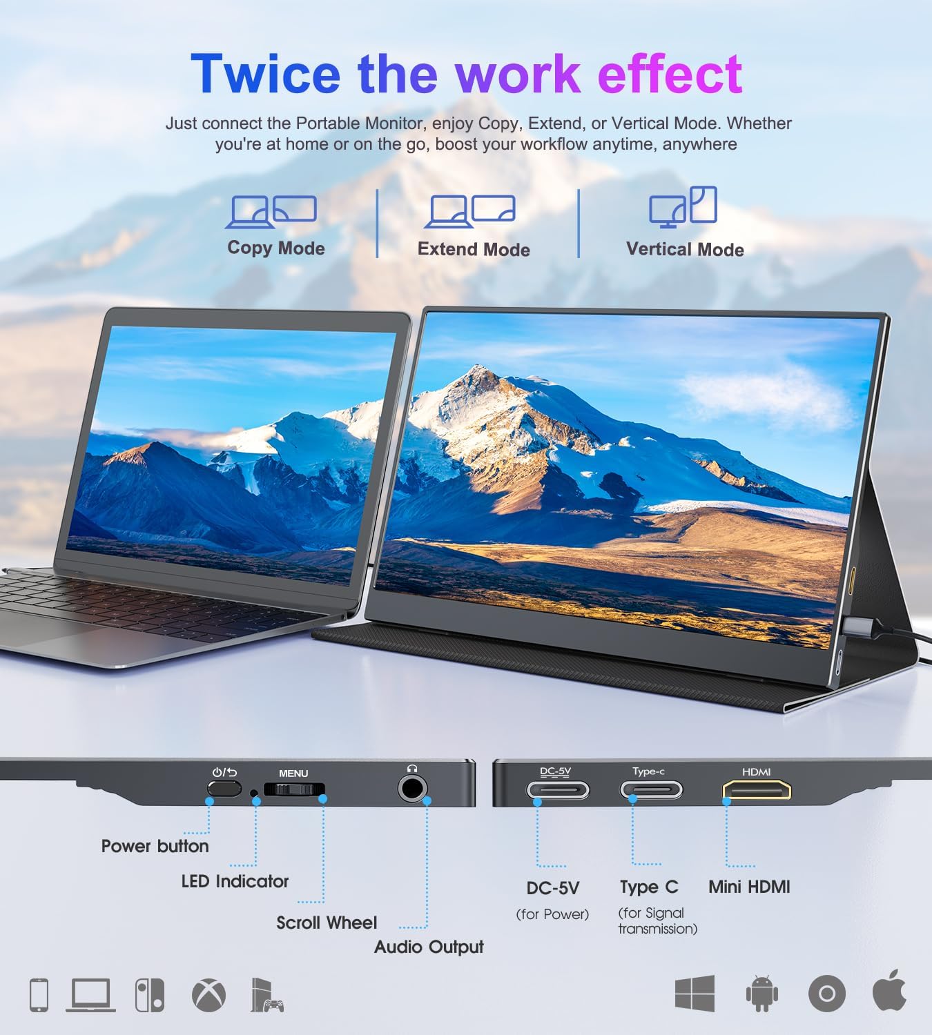 Detalle 2 de COOLHOOD Portable Monitor 15.6" 1080p portable monitor