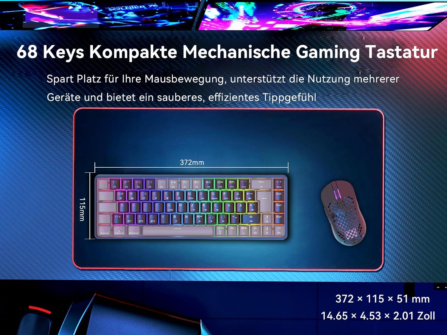 Thumbnail 6 de Dierya DK68 Kabellose Gaming Tastatur 3000 mAh ⌨