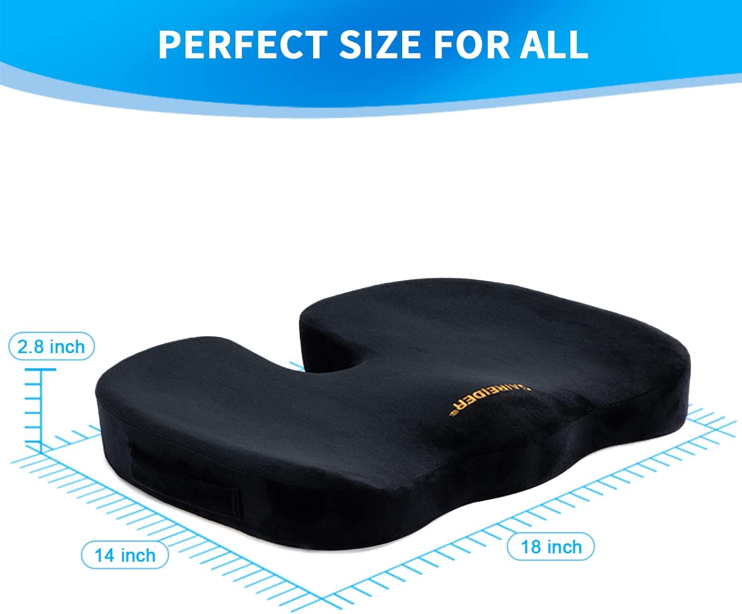Detalle 2 de SAIREIDER SC-B0402 Memory Foam Coccyx Seat Cushion with Removable Cover