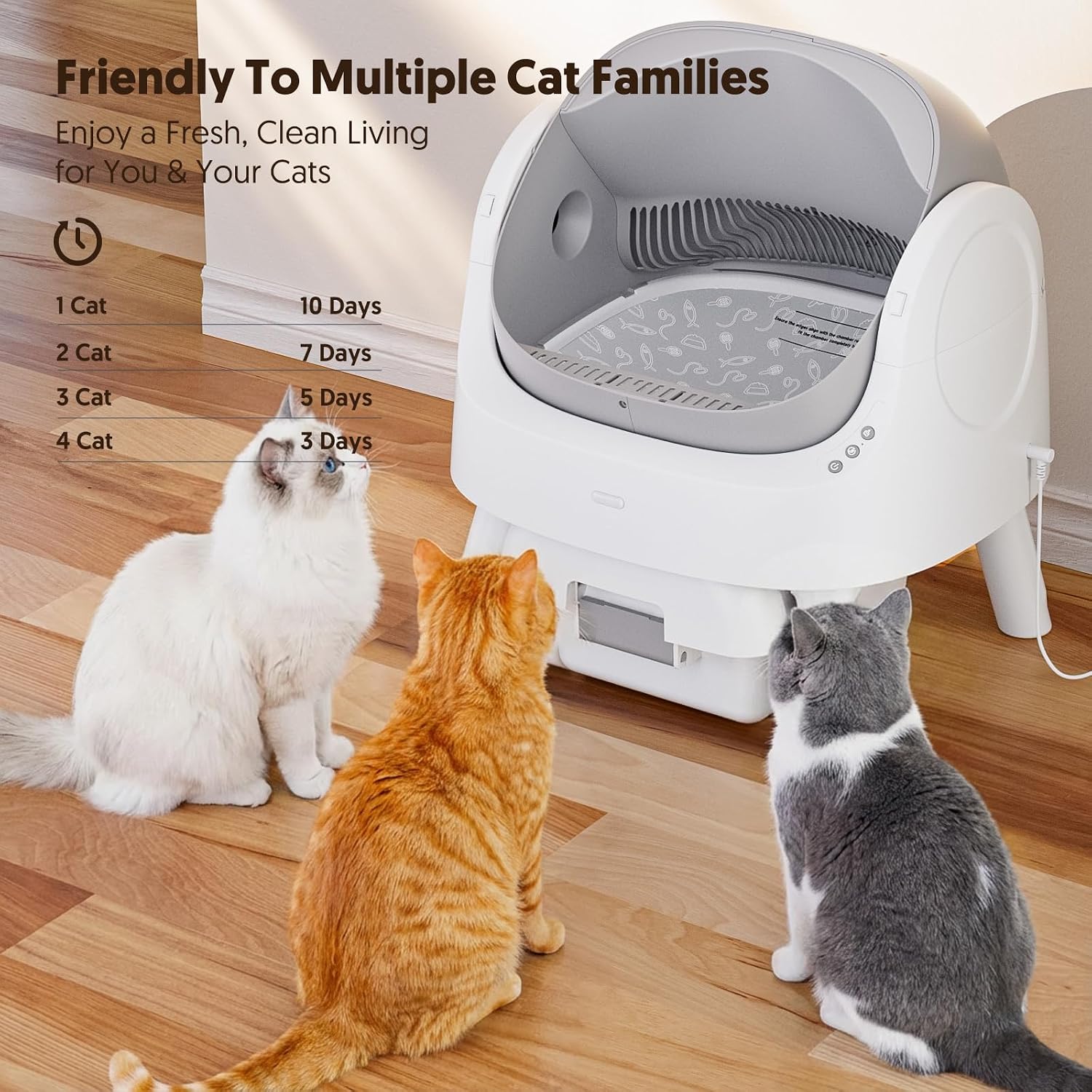 Detalle de teweoa AS11 Automatic Open-Top Cat Litter Box with Multi-Sensor Safety