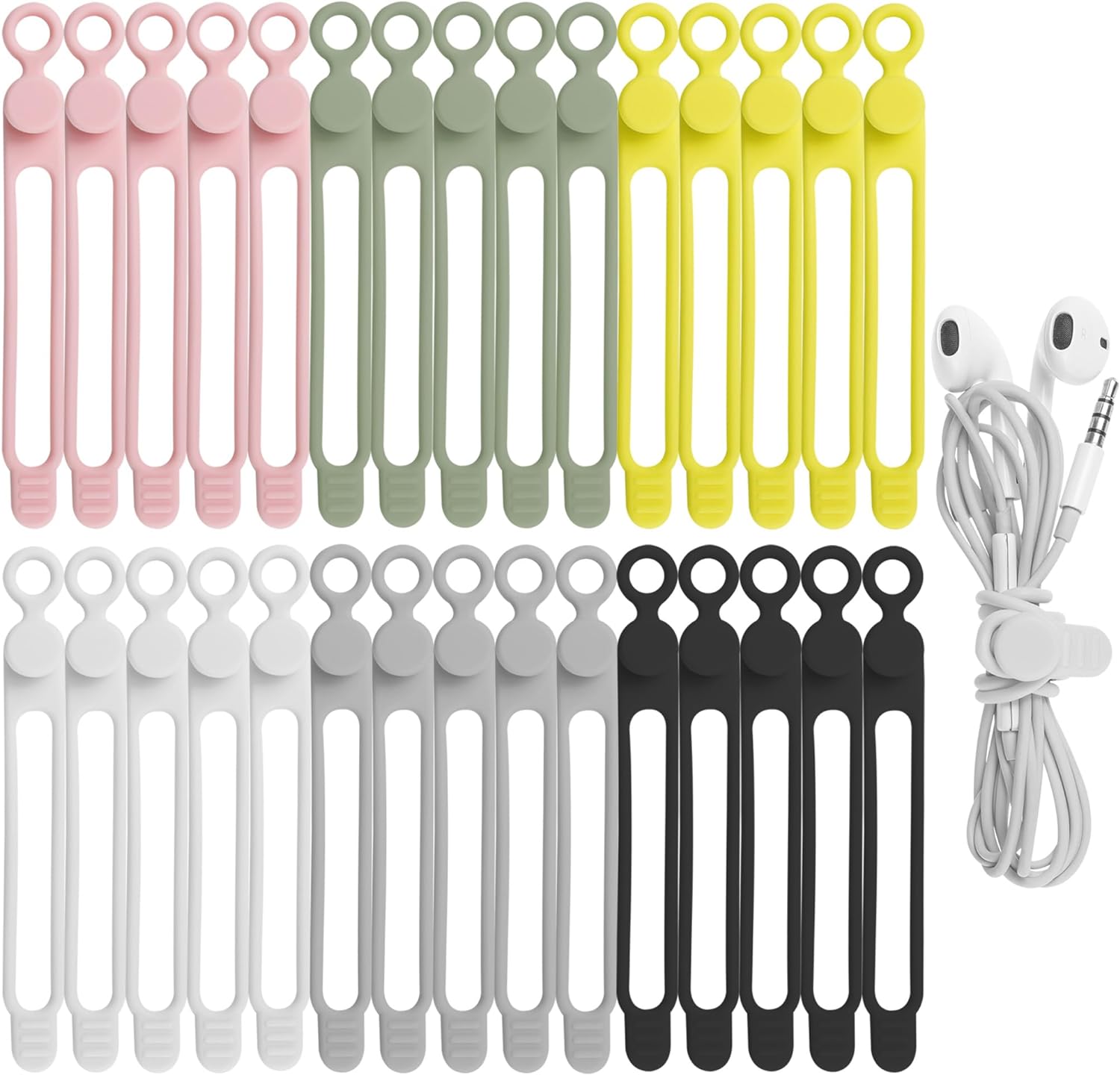 Thumbnail 6 de Nearockle 24Pcs Silicone Cable Straps 4.2-Inch