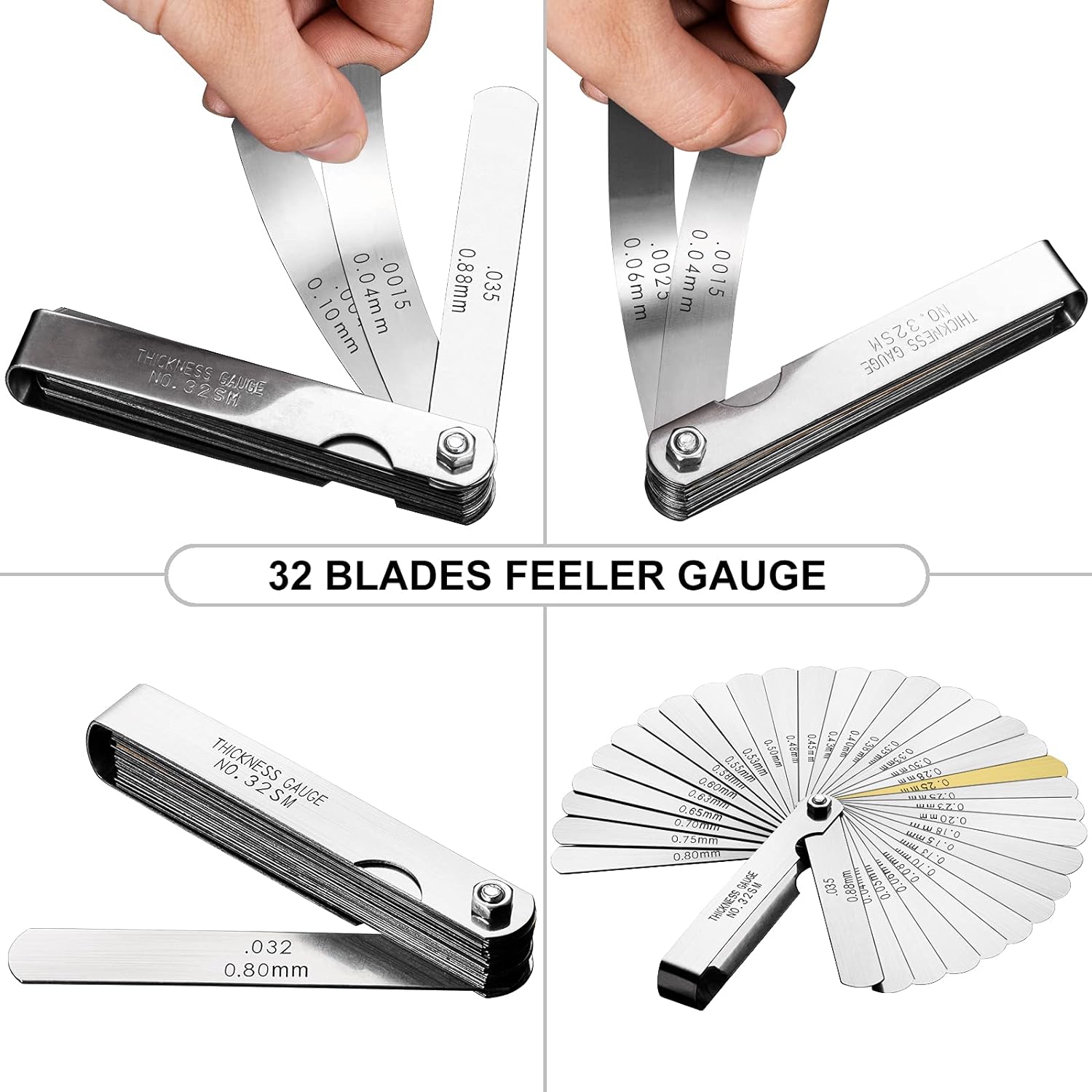 Thumbnail 4 de Spurtar 2pcs Feeler Gauge Set — 32-Blade Straight & 16-Blade Offset Gauges