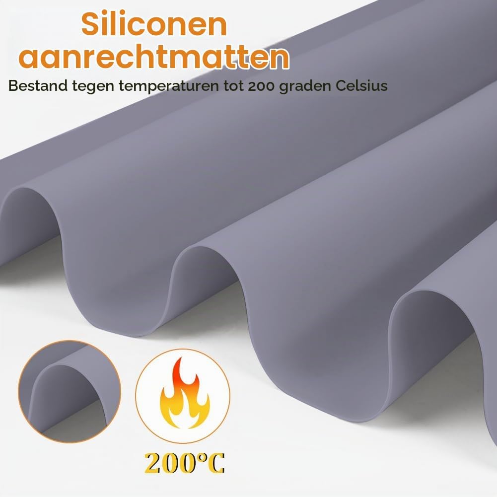 Thumbnail 2 de AUAUY siliconen bakmat 60 x 40 cm, antislip en donkergrijs