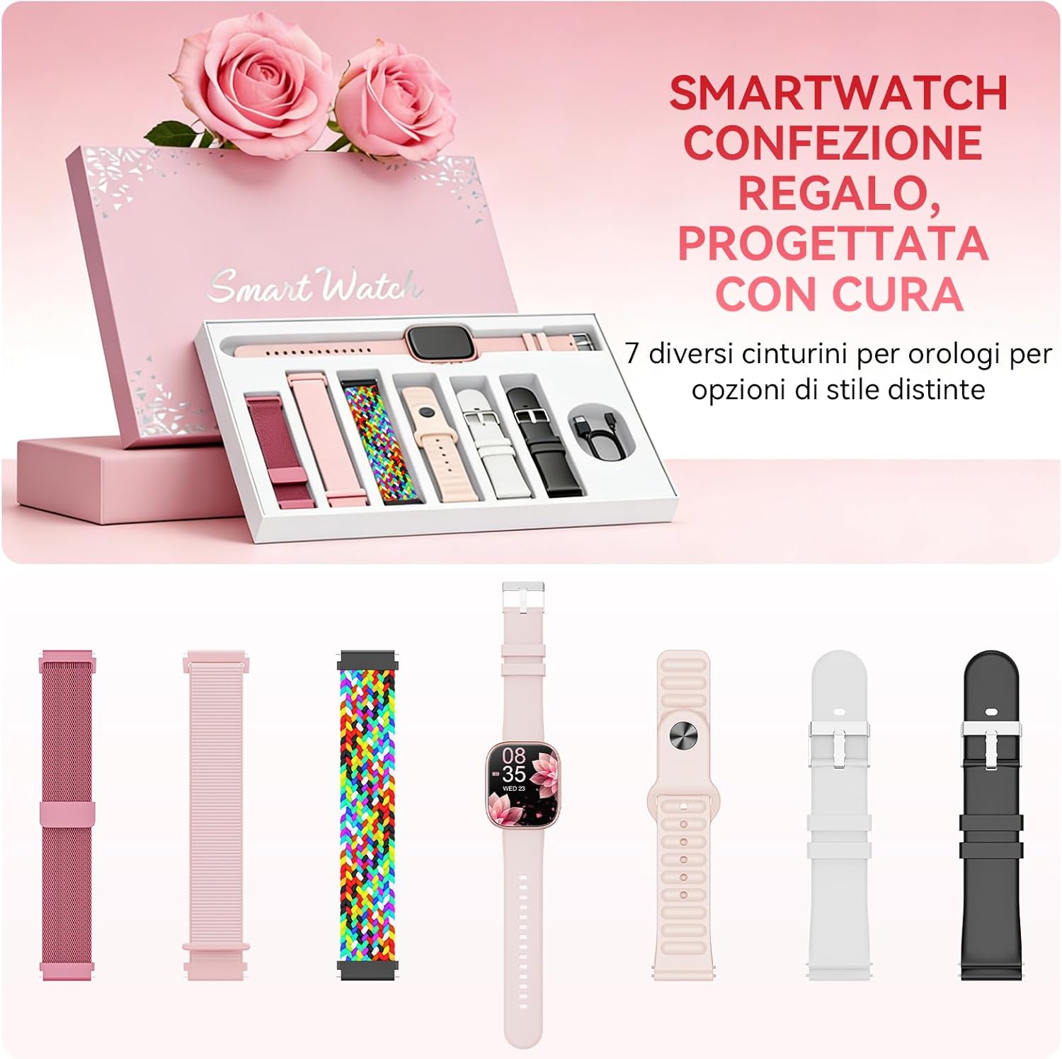 Thumbnail 1 de Mingtawn Smartwatch Donna, 7 Cinturini: un mix di stile e funzionalità per la vita quotidiana