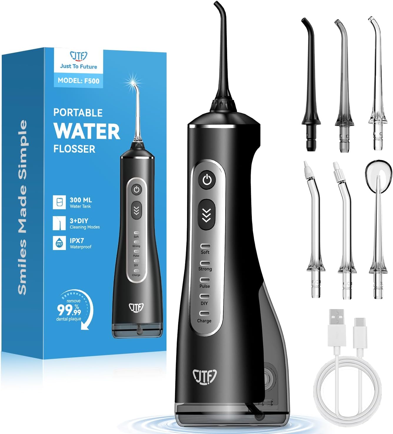 Detalle de JTF Jet Dentaire Hydropulseur Oral 300 ML Sans Fil – Nettoyage en profondeur pour Gencives sensibles et Orthodontie