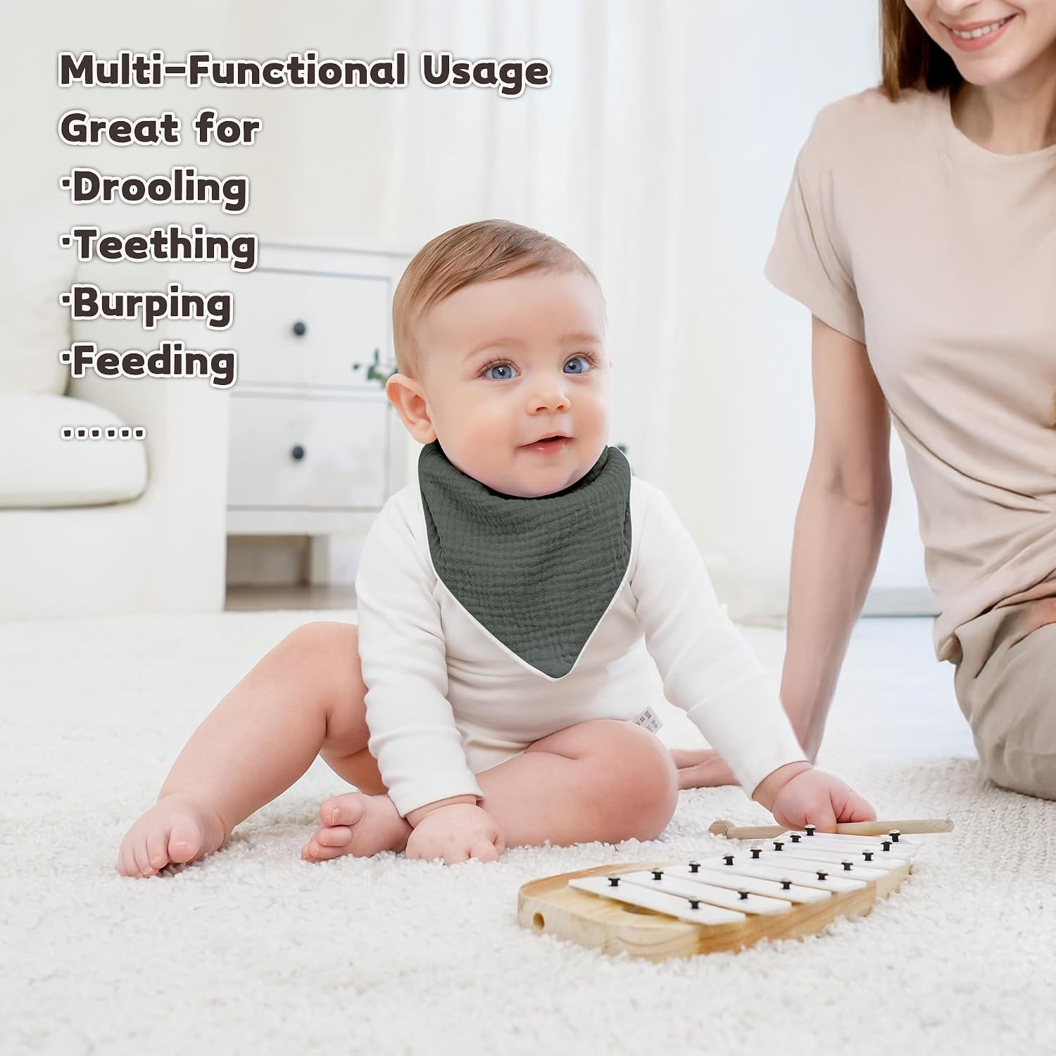 Thumbnail 3 de Susurration muslin baby drool bibs triangle, 6 pack
