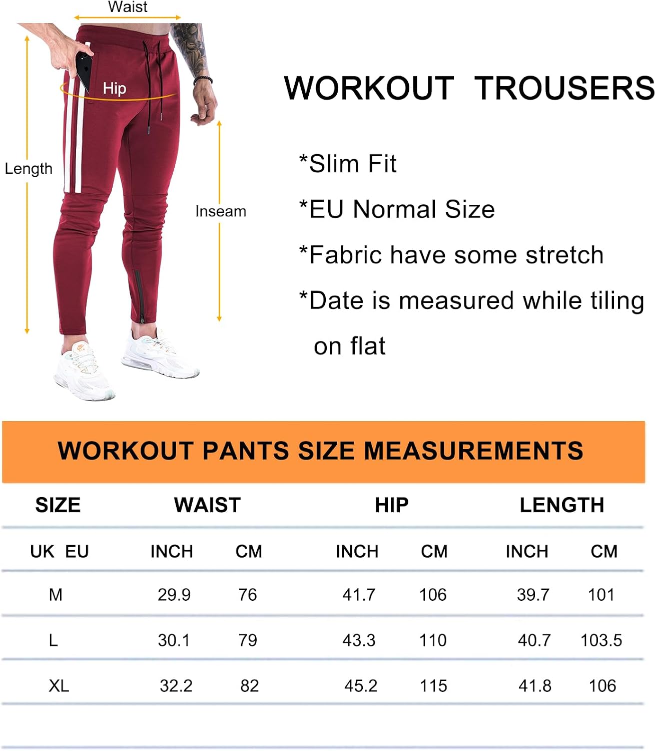 Thumbnail 6 de Suwangi Pantaloni Tuta Uomo Slim Fit con Tasche Zip