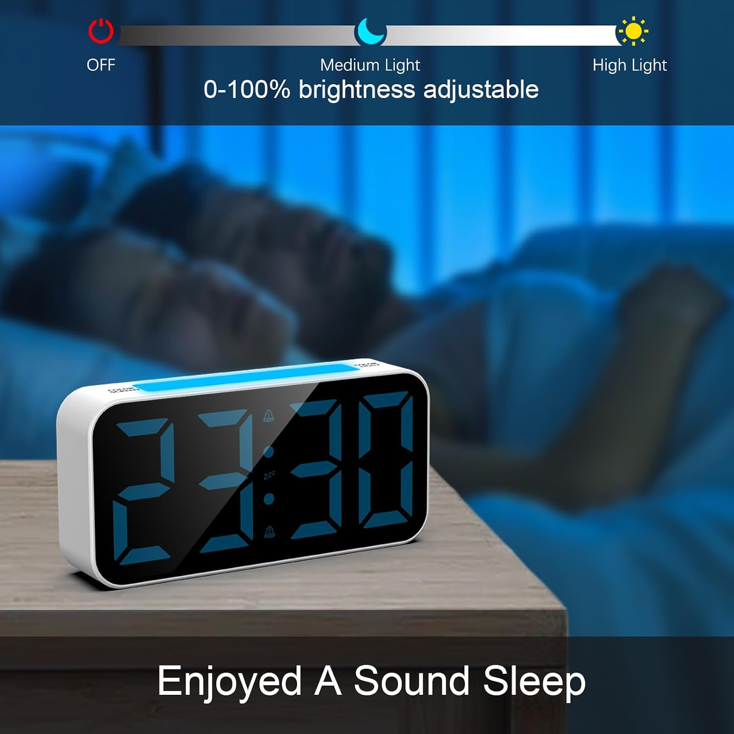 Detalle de Topski 8010 Digital Alarm Clock with Dual Alarms, Dimmable Display and USB Port