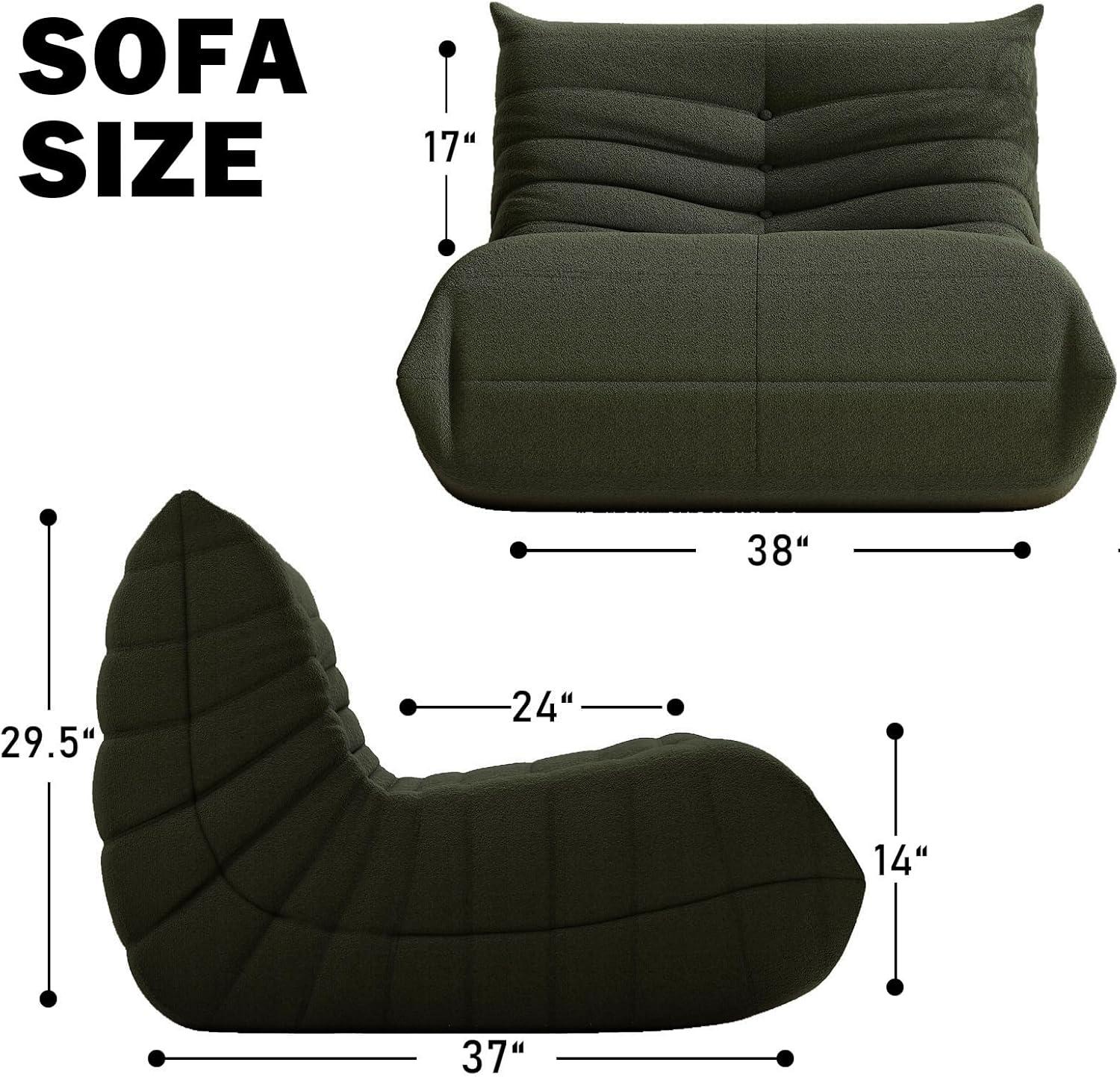 Thumbnail 1 de Bean Bag Chair Green memory foam support