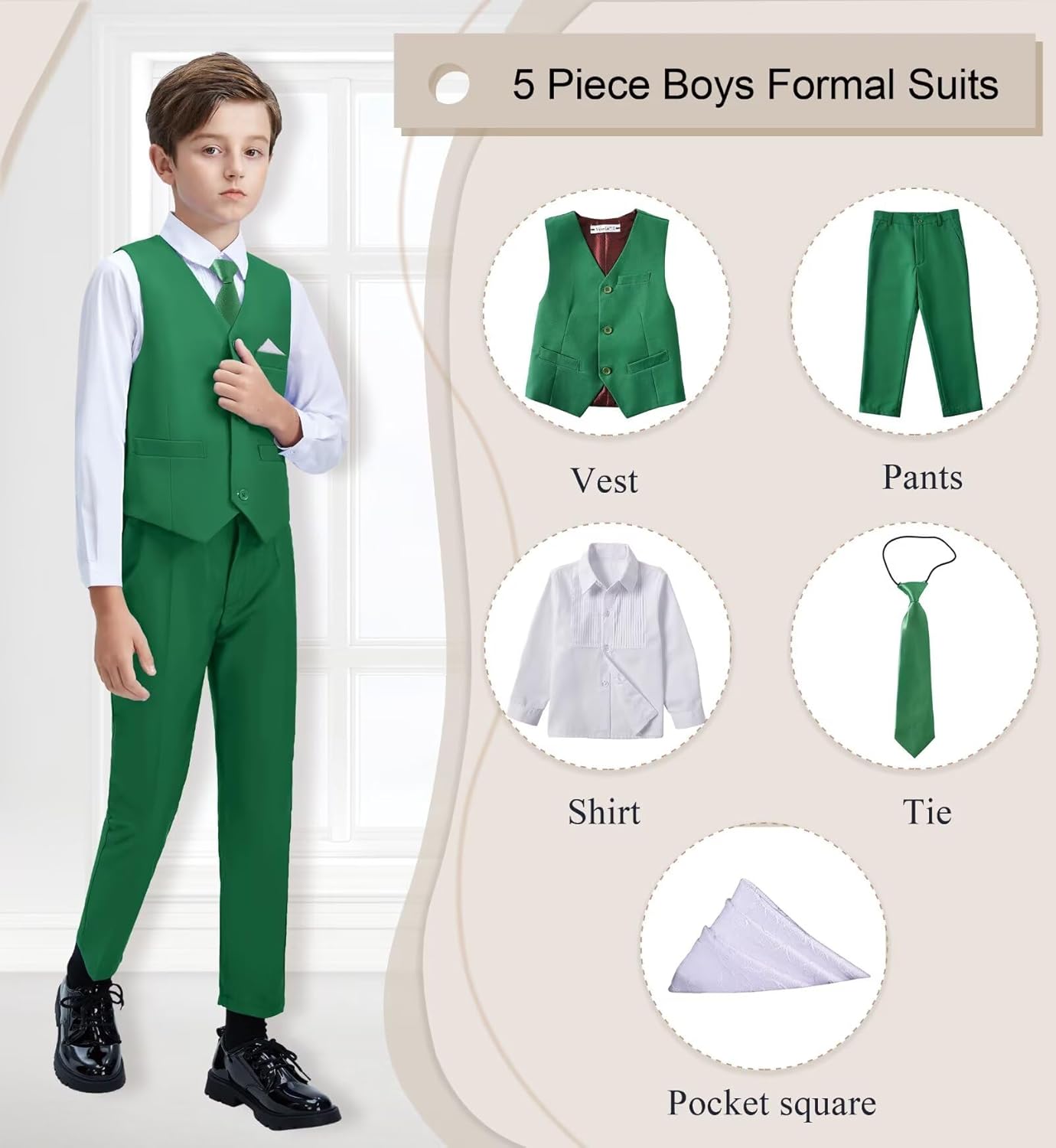 Thumbnail 1 de Boys Suit Formal Dress Pants Vest Suit Set — Wedding Ready Outfit