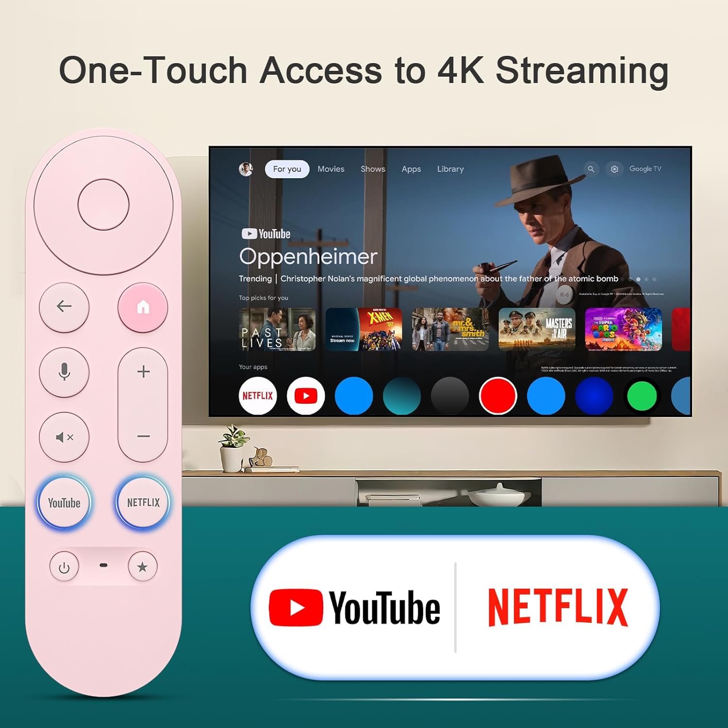 Thumbnail 6 de Voice Replacement Remote for Google Chromecast TV (Pastel Pink) — 1-Year Warranty