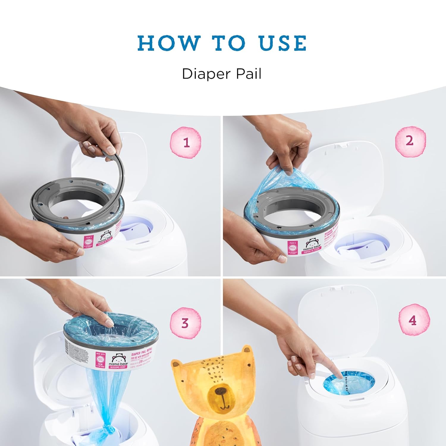 Thumbnail 4 de Amazon Mama Bear Blossoms Diaper Pail Refills 2160 count