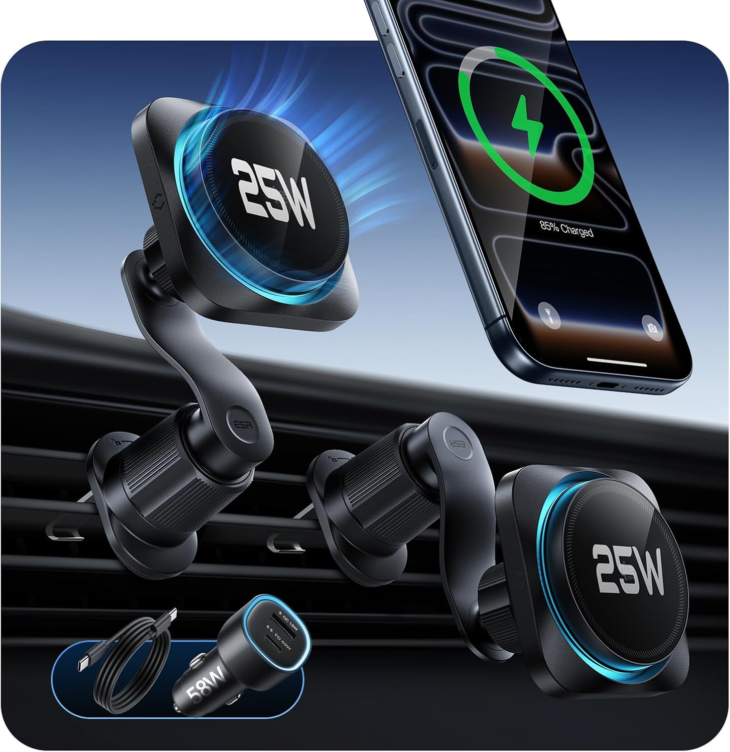 Detalle de ESR OmniLock 25W MagSafe Car Charger