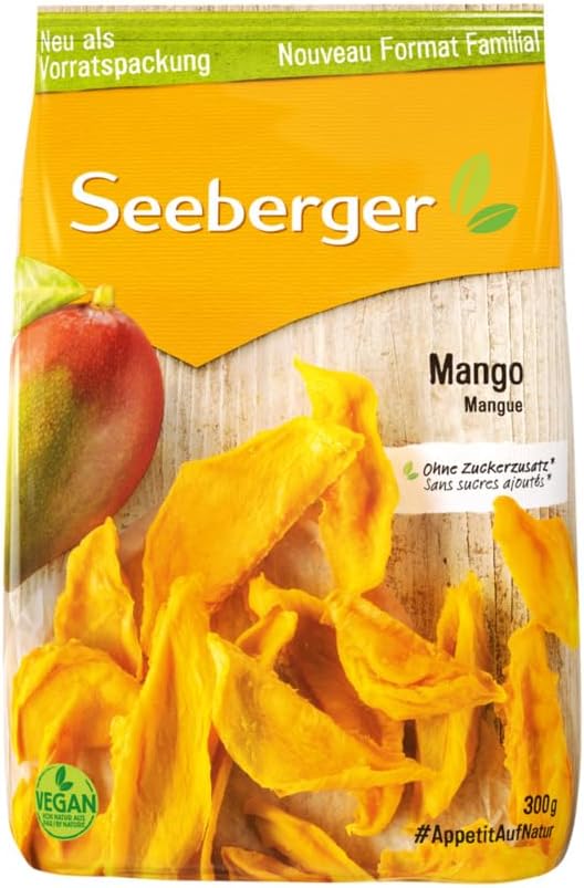 Mangues séchées Seeberger – Lanières de mangue (300 g), sans sucre ajouté