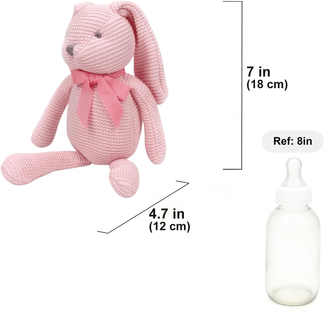 Thumbnail 1 de FLUFFYFUN 100% Organic Cotton Pink Bunny Rabbit Teddy (7.1") – Soft toy for newborns