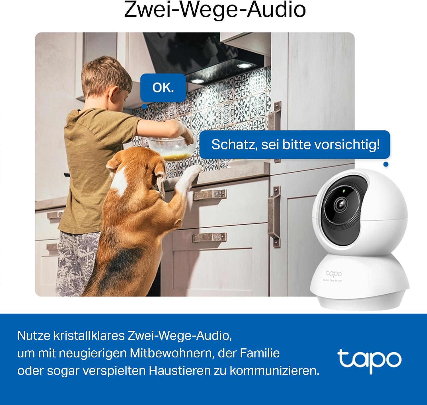 Thumbnail 4 de Tapo C230 3K 5MP Innenüberwachungskamera – 360°-Schwenk, KI-Erkennung, Nachtsicht & Zwei-Wege-Audio