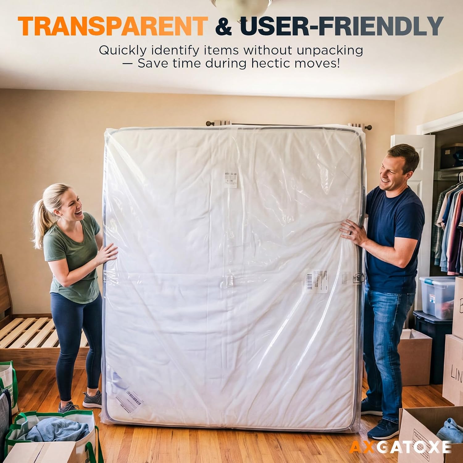 Detalle de LDPE Plastic Mattress Bag for Moving & Storage – Waterproof Queen Size (1.5MIL) Mattress Protector