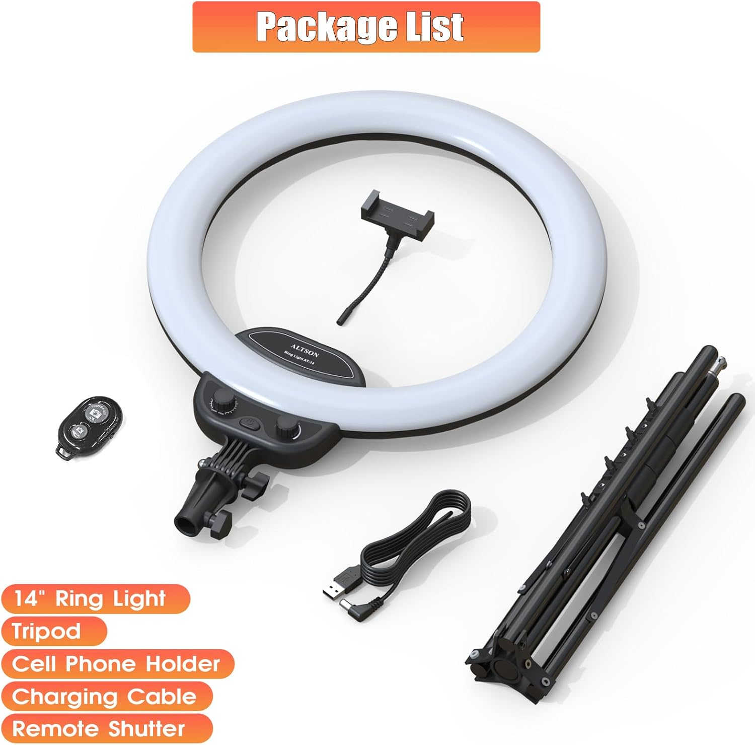Thumbnail 6 de ALTSON 14" Ring Light 63" Tripod for Streaming