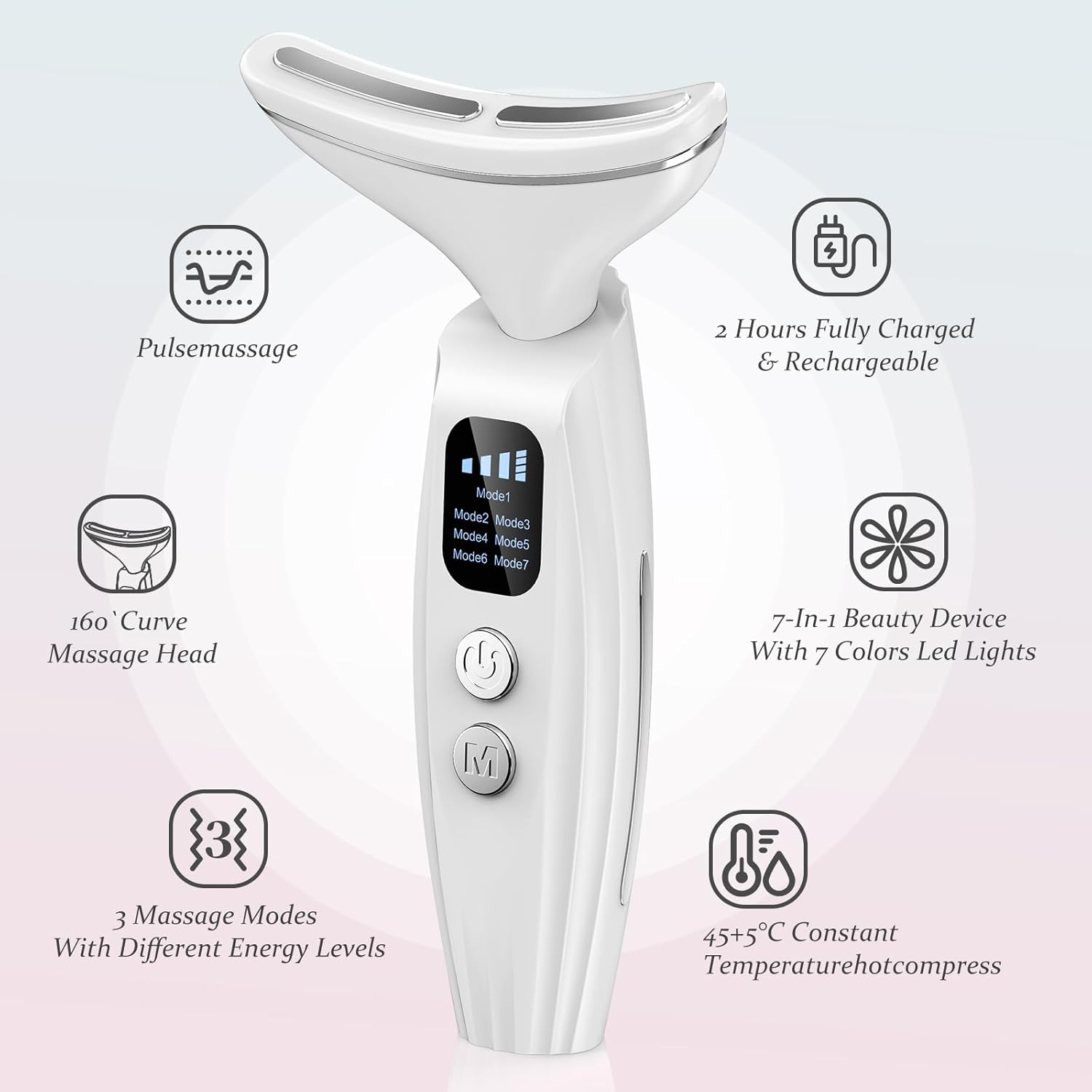 Detalle de Gesichtsmassagegerät mit EMS, LED-Licht und Wärme – Gegen Falten, Basis-Lifting für Gesicht, Hals und Kinn