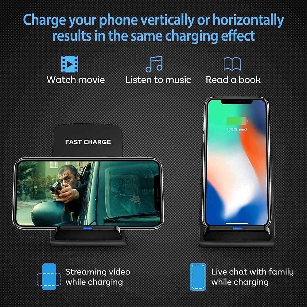 Detalle de Wireless Charger Stand: Broad Compatibility, Safe Fast Wireless Charging