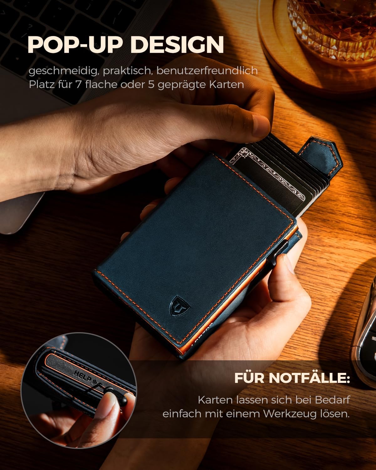 Detalle 2 de LORZOR Kartenetui mit Magnetverschluss – Slim Wallet mit RFID-Schutz und Münzfach