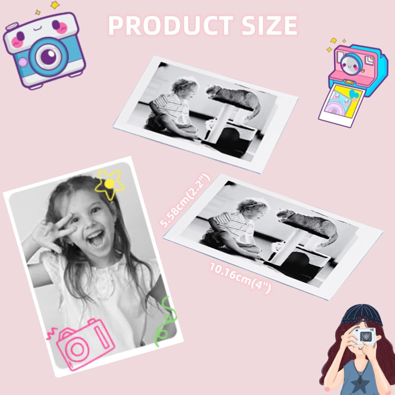 Thumbnail 4 de CHRERNA 5 Rolls Kids Instant Camera Paper Refill 5.7 cm