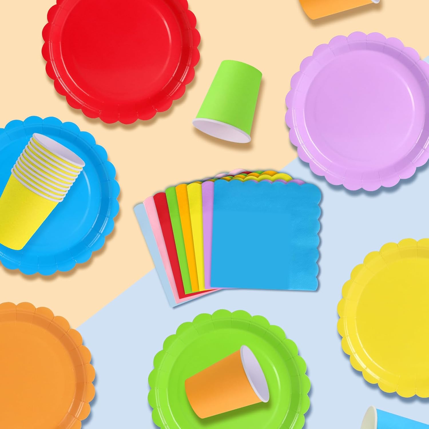 Thumbnail 4 de ZblPyro Bunte Partygeschirr-Set für 40 Gäste – 120-tlg. Komplett-Set in 8 Farben