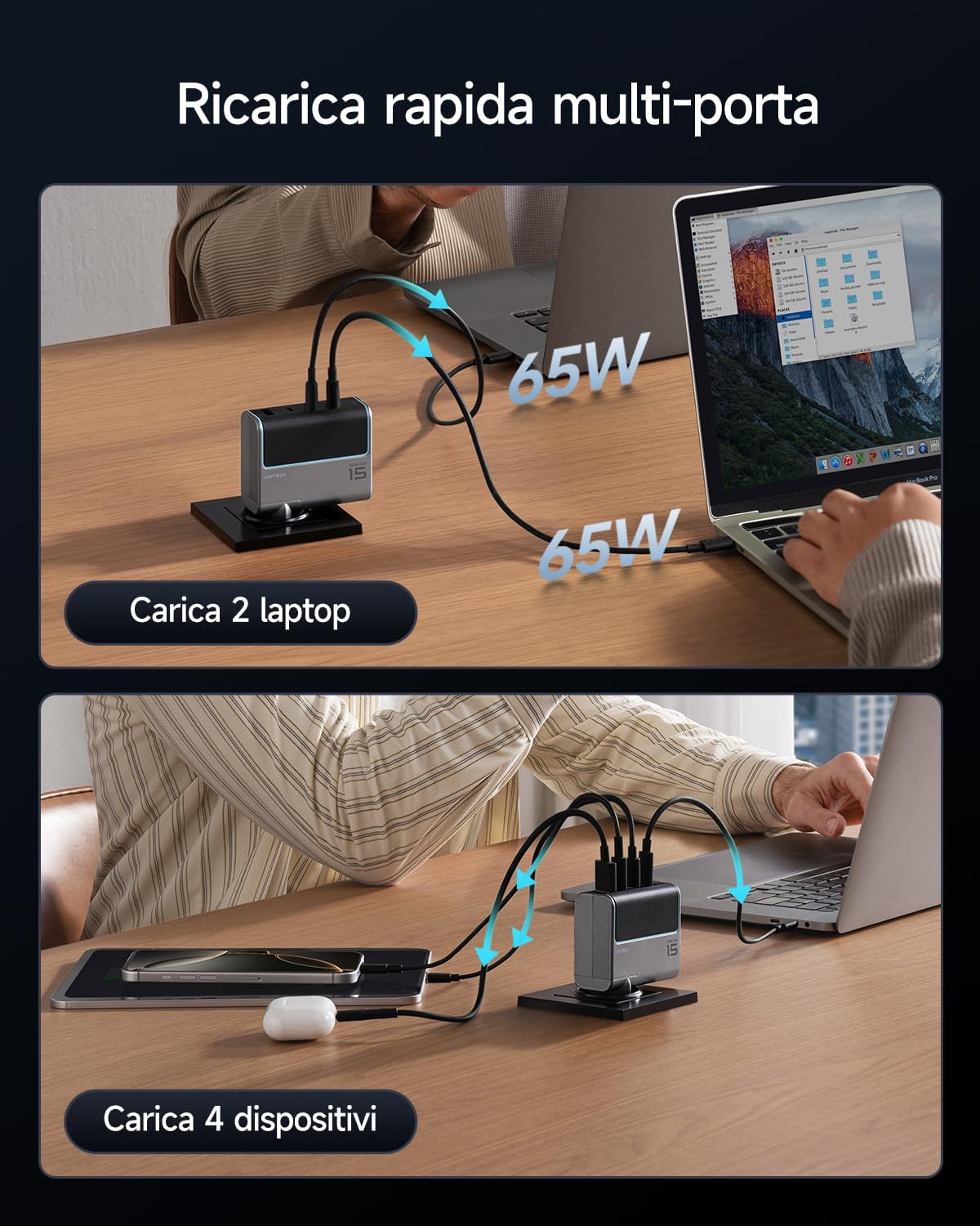 Thumbnail 2 de CUKTECH Caricatore USB-C 140W PD 3.1 GaN: carica rapida 4-in-1 per MacBook e dispositivi moderni