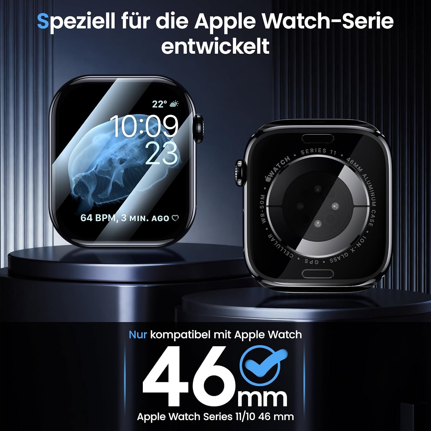 Detalle 2 de UniqueMe Displayschutzfolie für Apple Watch 46 mm (4 Stück) – HD TPU mit einfacher Montage