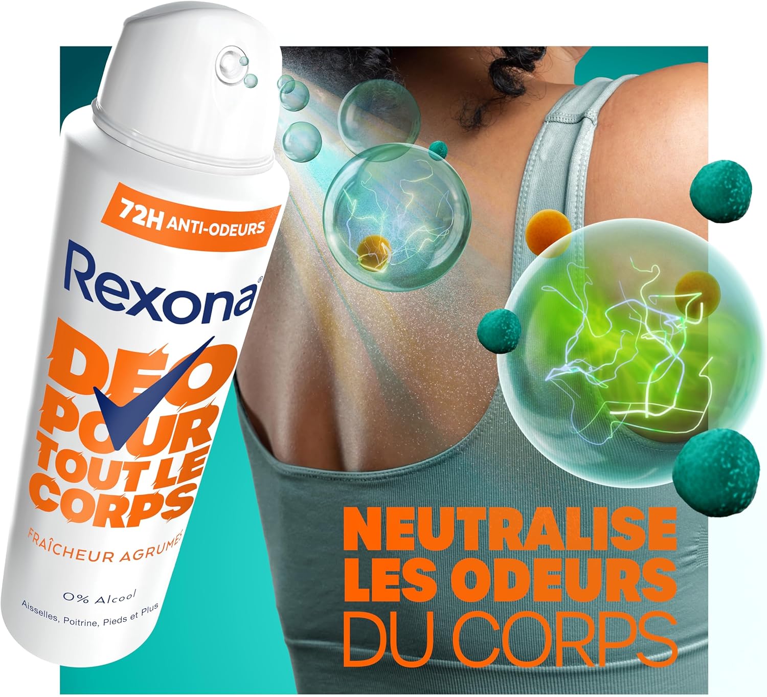 Detalle 2 de Rexona Déodorant spray 72h Fraîcheur Agrumes 2×150ml