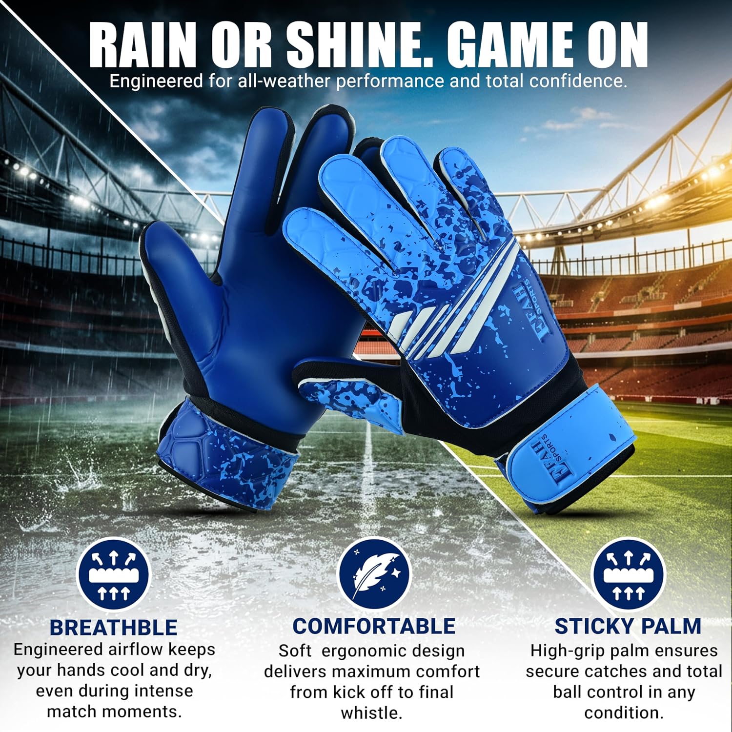 Thumbnail 1 de EFAH SPORTS Size 5 Youth Soccer Goalie Gloves with Latex Palm