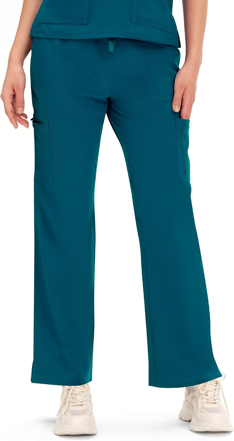 Thumbnail 6 de COZYFIT Women's Scrubs Set, V-Neck Top and Straight Cargo Pants, 12 Pockets