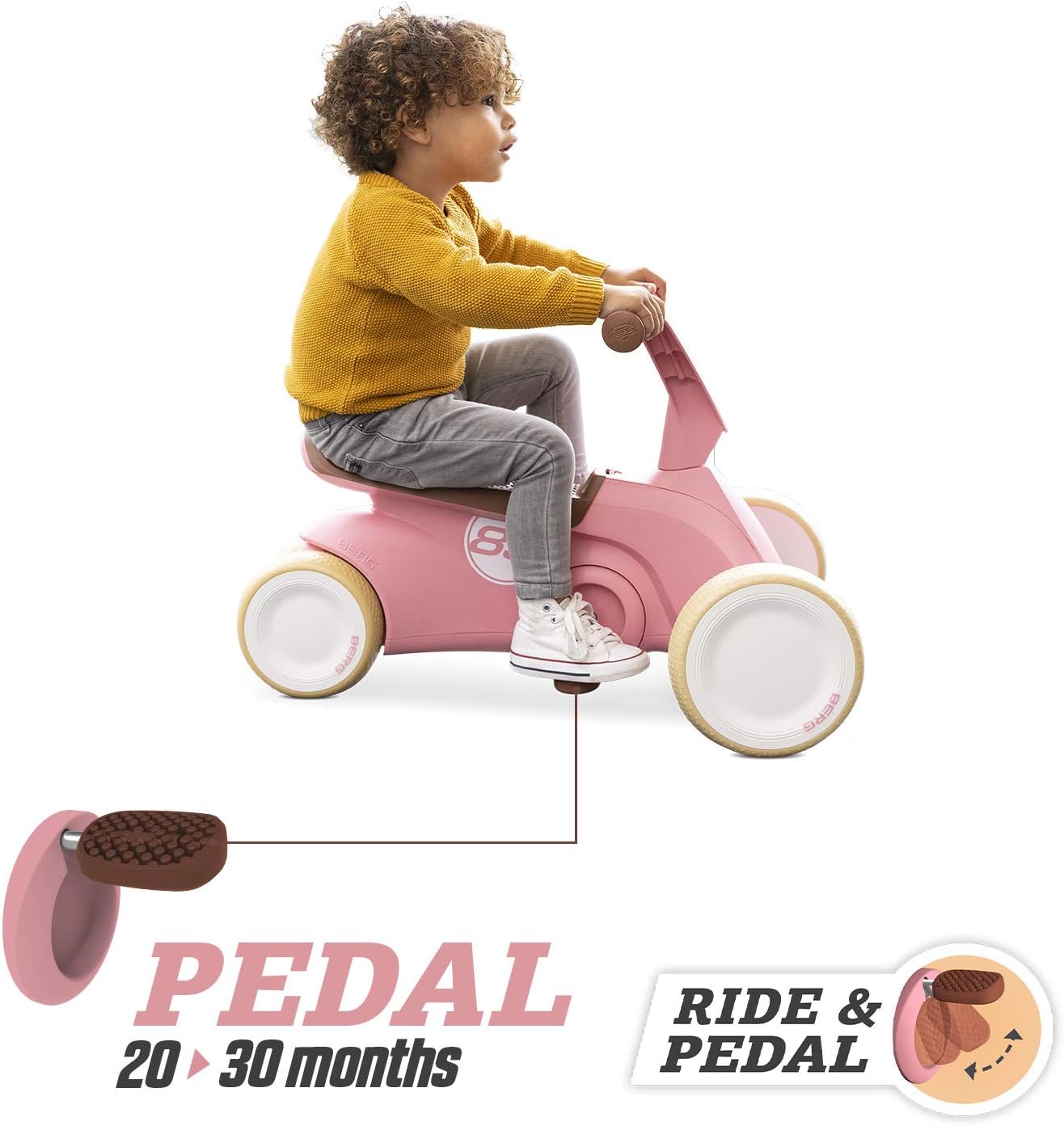 Thumbnail 1 de BERG GO2 Retro Pink – jeździk 2 w 1 z rozkładanymi pedałami i cichymi kołami