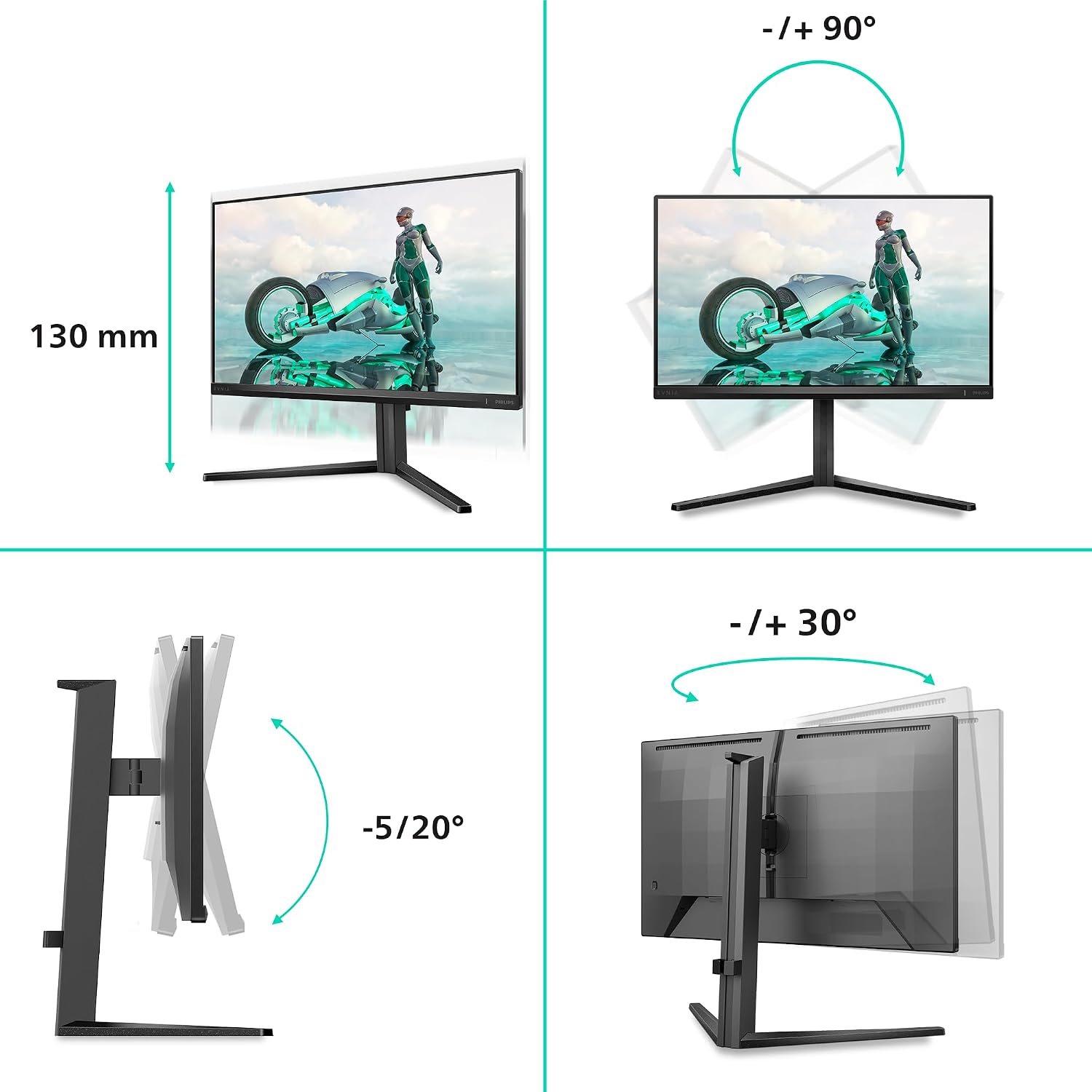 Thumbnail 4 de Philips Evnia 24M2N3200AM Gaming-Monitor (24 Zoll, Full HD, 180 Hz, 1 ms) mit FreeSync Premium & G-Sync Compatible