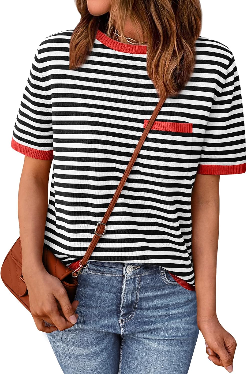 Thumbnail 5 de LILLUSORY striped short sleeve sweater
