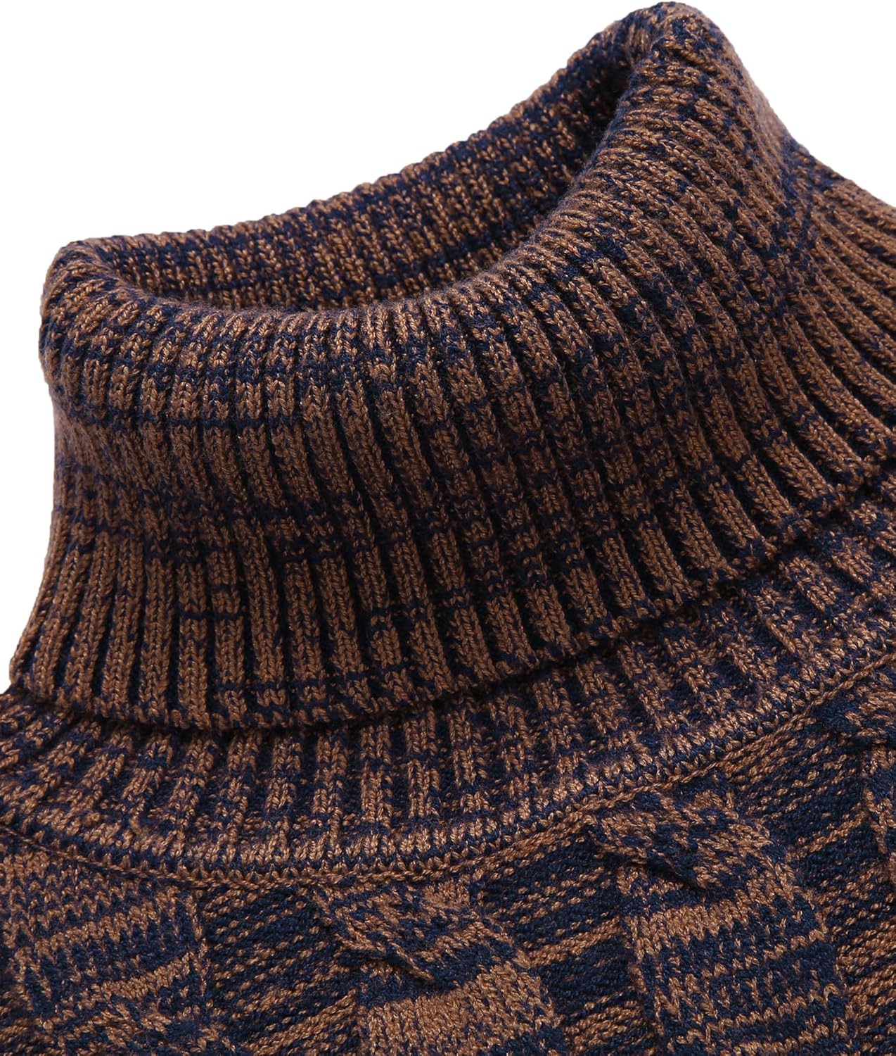 Detalle de COOFANDY Pull homme col roulé à manches longues en maille – pull basique