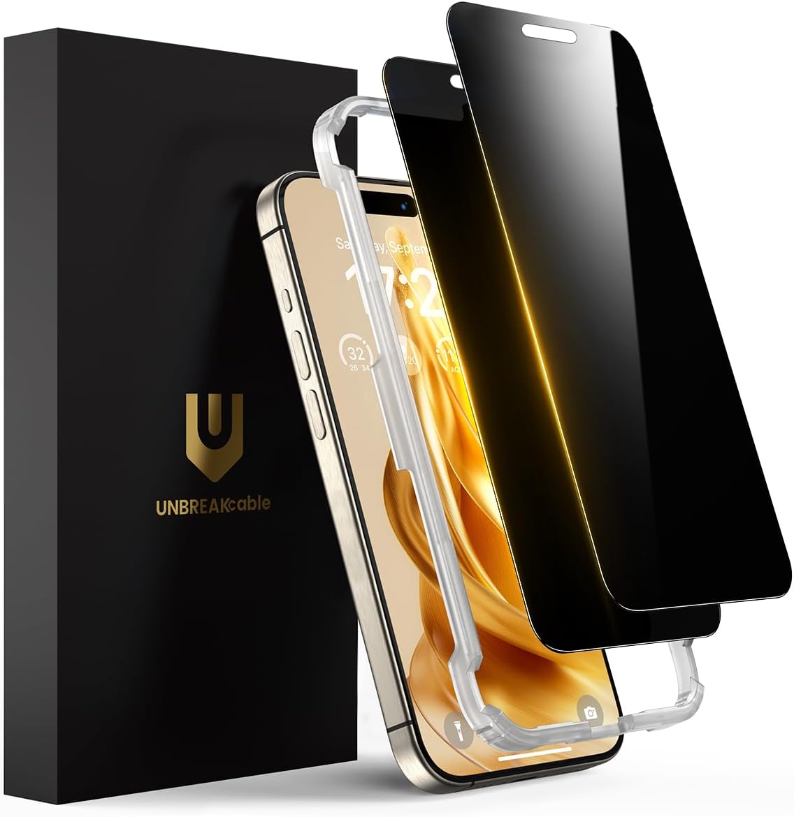 UNBREAKcable Verre Trempé Anti Espion pour iPhone 16 Pro Max 6,9'' – Lot de 2