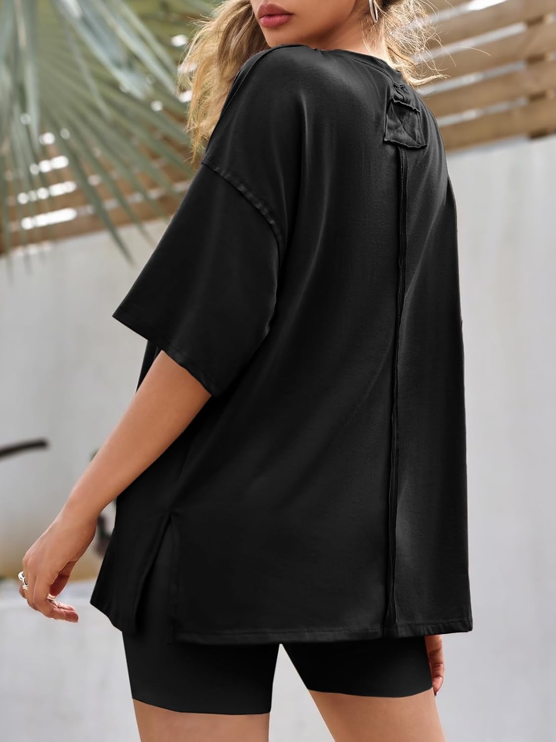 Thumbnail 6 de Tankaneo Women’s Oversized T-Shirts — Eco Soft Side Slit Crew Neck Short Sleeve Tee