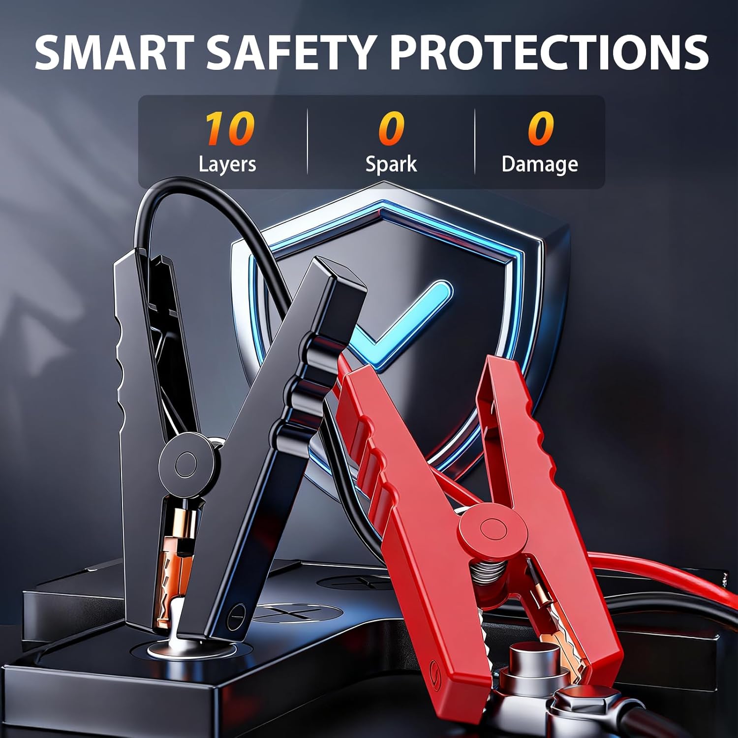 Detalle 2 de 5000A Jump Starter Power Pack with 150 PSI Tyre Inflator – 10000mAh Car Battery Booster