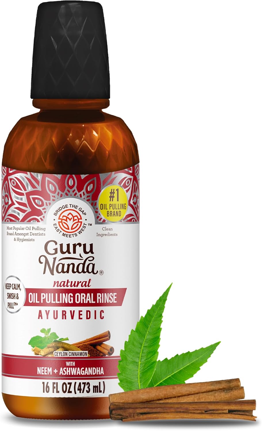 Detalle de GuruNanda Cinnamon Oil Pulling 16 oz 🦷