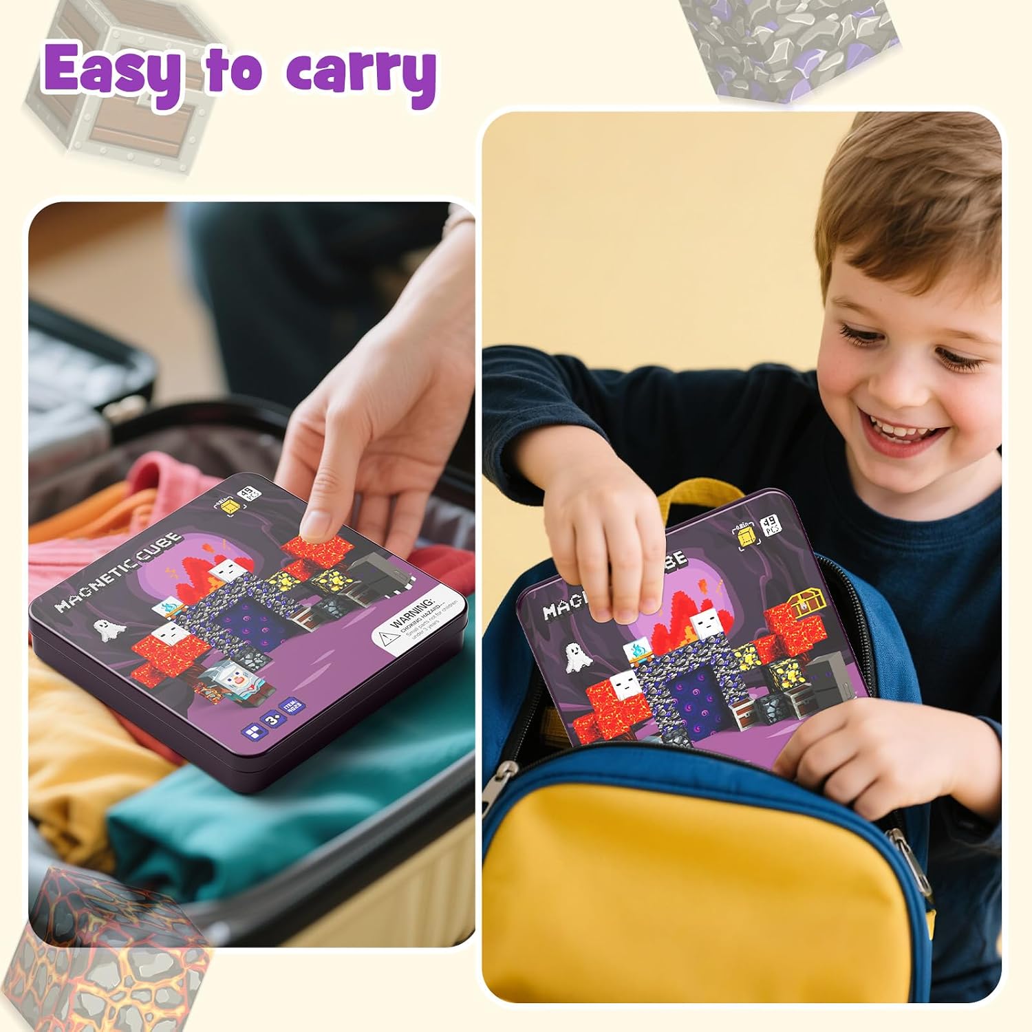 Detalle de STEM MATCH Mattoncini magnetici da viaggio per bambini – 49 pezzi Esploratori delle caverne