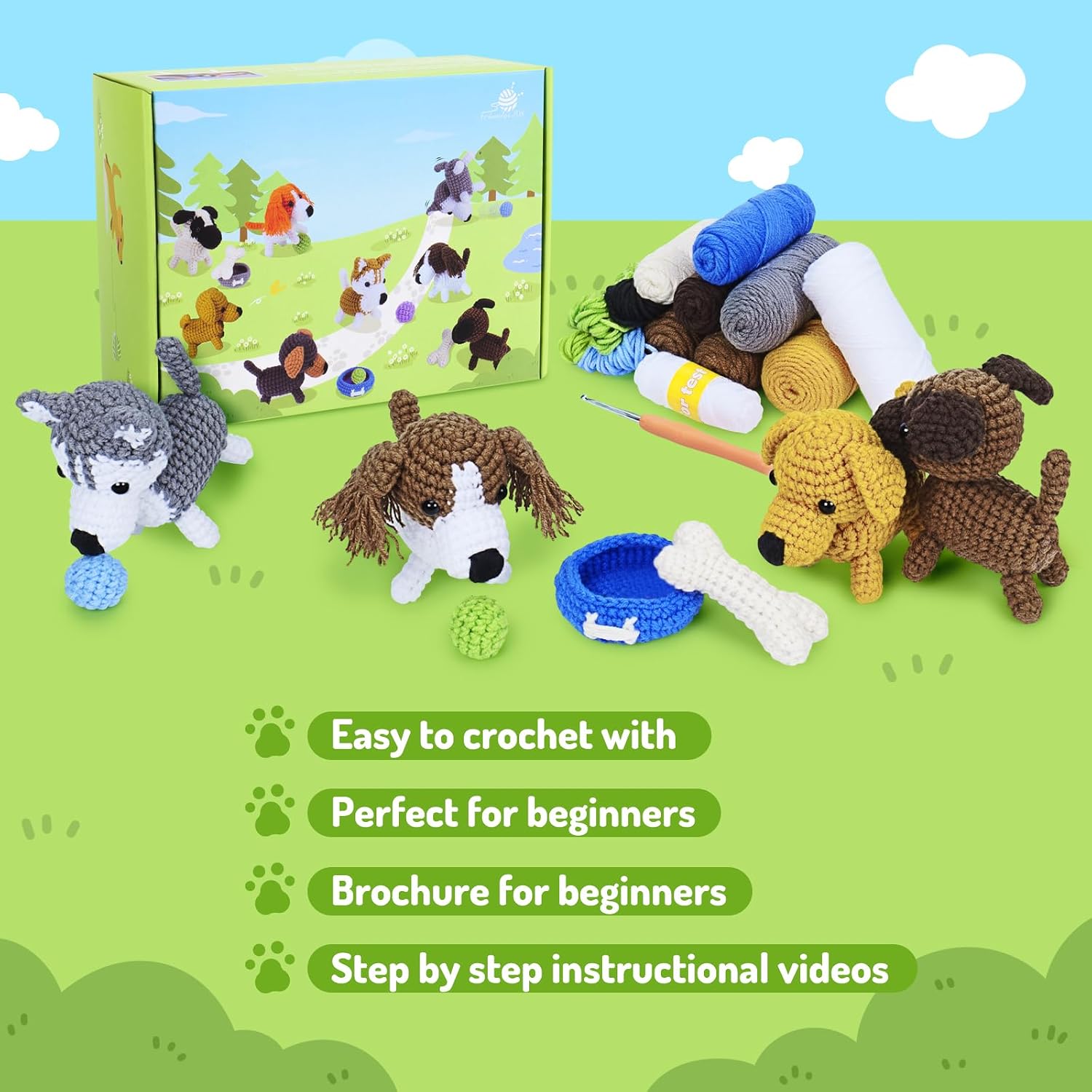 Detalle de Crochet Complete Kit for Beginners: Dog Crochet Kit with Video Tutorials