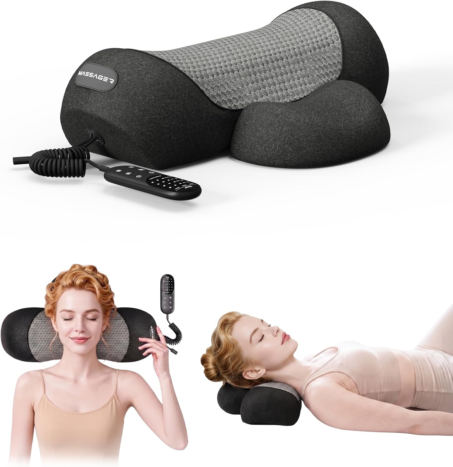 Detalle de Amkish Heated Neck Massager Pillow with Airbag Support, Massage Modes and Heat