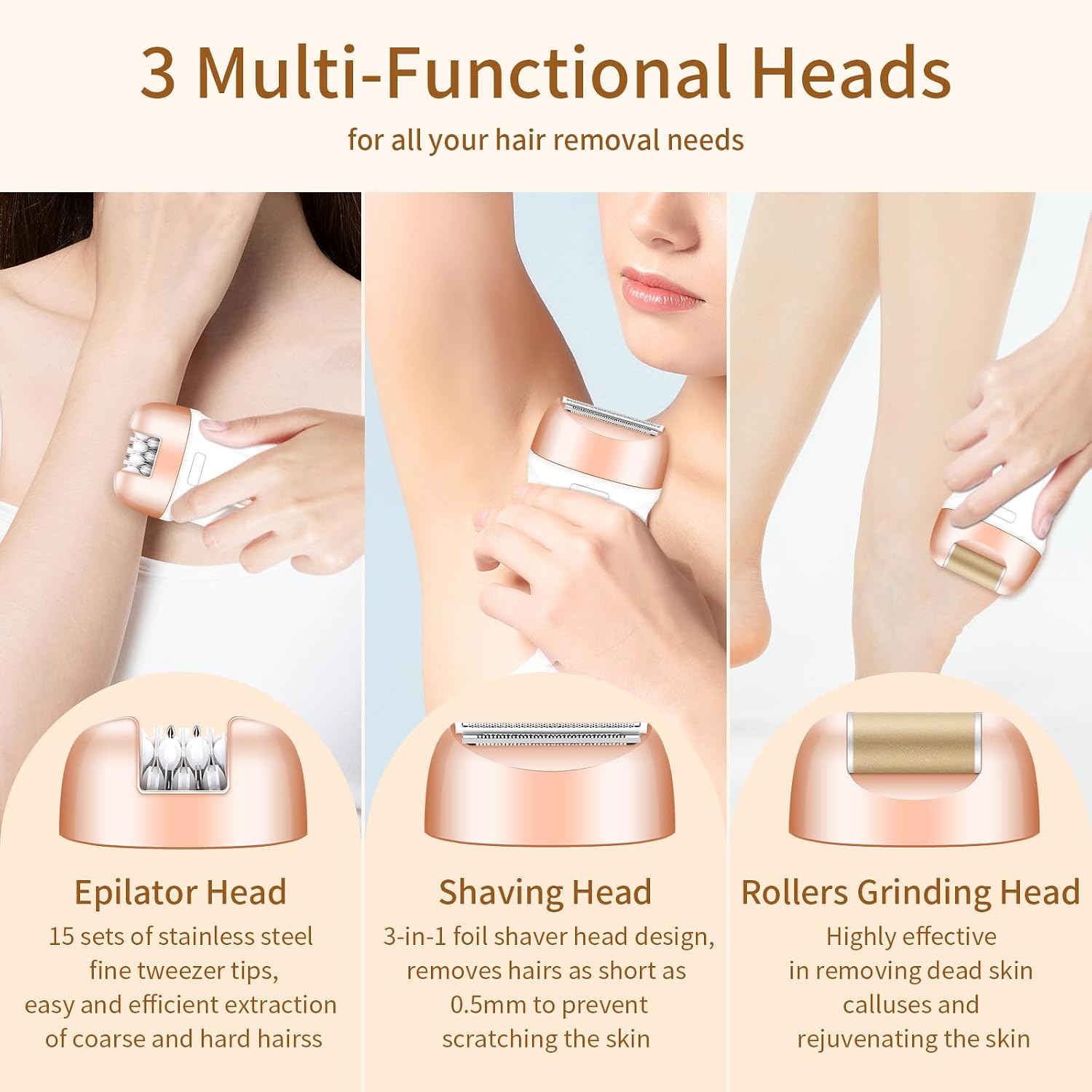 Thumbnail 2 de Epilaor for Women Cordless & Rechargeable 3-in-1: Shaver, Epilator and Foot Care in One