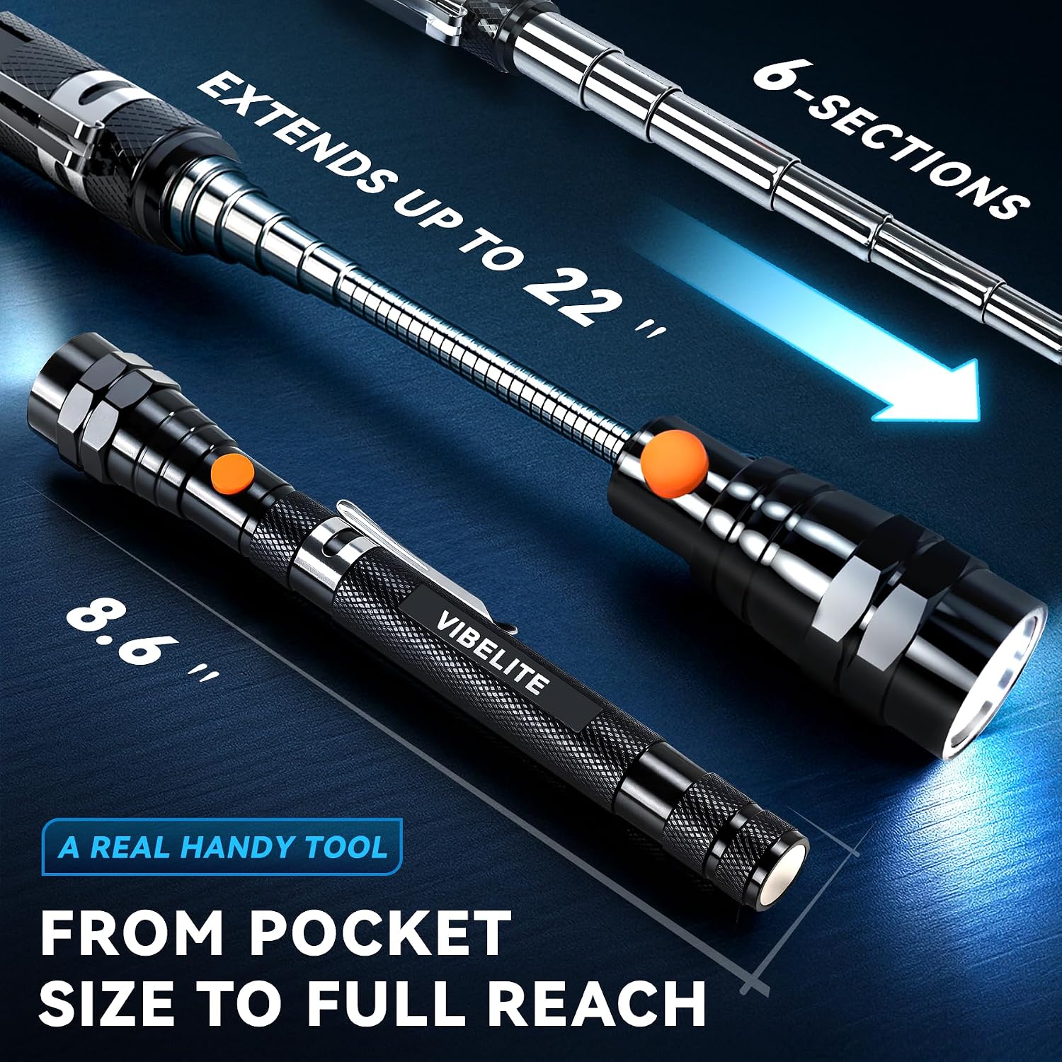 Detalle 2 de VIBELITE Magnetic Flashlight, 22-Inch