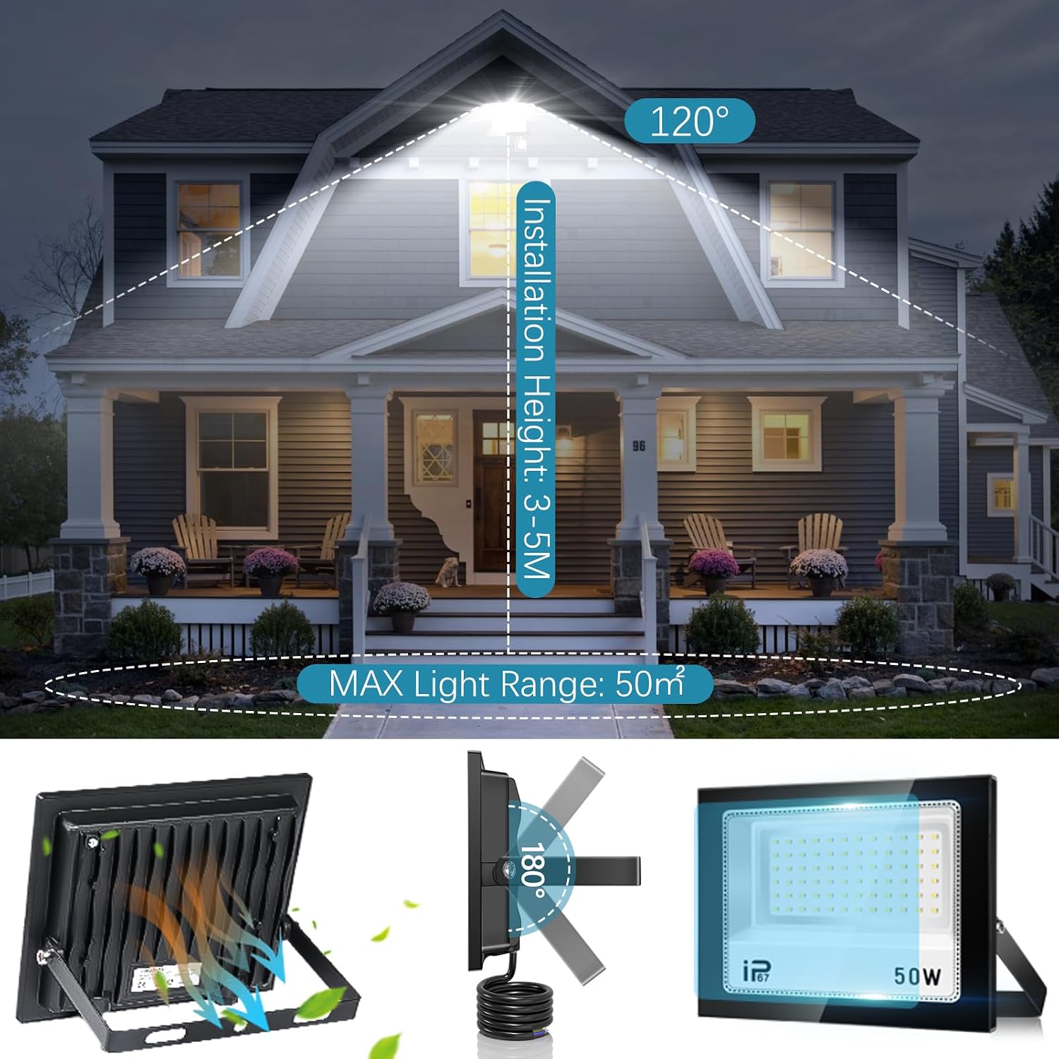 Detalle 2 de YZYFACAI Foco Led Exterior 50W 5000lm
